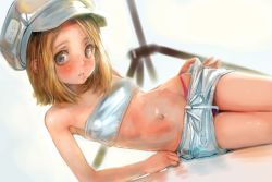 1girl blush female_focus flat_chest hat idol legs loli looking_at_viewer midriff model navel panties sexually_suggestive solo tagme thighs underwear walkalone rating:Questionable score:144 user:scatoro
