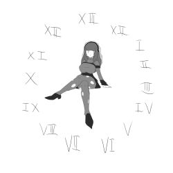 a-rise absurdres clock highres love_live! monochrome roman_numeral white_background yuki_anju