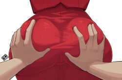  1boy 1girl ass ass_focus ass_grab dress final_fantasy final_fantasy_vii grabbing_another&#039;s_ass groping hetero highres nudiedoodles pov pov_hands red_dress scarlet_(ff7) simple_background solo_focus white_background  rating:Questionable score:62 user:danbooru