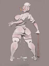  1girl ass breasts bubble_head_nurse full_body hat highres huge_ass large_breasts monster_girl no_eyes nurse_cap pussy_juice sashizume_soutarou shiny_skin silent_hill silent_hill_(series) silent_hill_2 solo thighhighs  rating:Explicit score:73 user:mrdie01