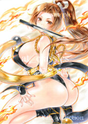  1girl breasts fatal_fury large_breasts long_hair ponytail shiranui_mai solo 
