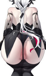  1girl adapted_costume anus anus_peek arlecchino_(genshin_impact) ass ass_focus backless_outfit black_hair black_hands black_panties black_skin clawed_hands colored_extremities colored_skin commentary_request from_behind genshin_impact gradient_skin highres huge_ass low_ponytail manzai_sugar multicolored_hair official_alternate_costume panties pants partially_visible_vulva red_hair solo streaked_hair thighs thong underwear white_hair  rating:Questionable score:64 user:TDogarooski