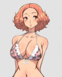 :o absurdres bikini bikini_top_only bra breasts brown_eyes brown_hair front-tie_bikini_top front-tie_top grey_background highres lace lace-trimmed_bra lace_trim large_breasts looking_to_the_side navel okumura_haru orange_hair persona persona_5 pink_bikini simmsy simple_background swimsuit tagme underwear upper_body wavy_hair  rating:Sensitive score:74 user:wilmanwdk