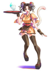  animal_ears arc_system_works battle_fantasia breasts cat_ears cat_tail coyori japanese_clothes kimono sandals tail thighhighs waitress  rating:Sensitive score:16 user:gameboysp13
