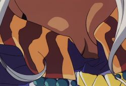  1990s_(style) 1boy 1girl aa_megami-sama animated animated_gif grabbing_another&#039;s_breast breasts cleavage dark_skin grabbing groping guided_breast_grab guiding_hand hetero large_breasts lowres morisato_keiichi out_of_frame pov retro_artstyle solo_focus urd_(aa_megami-sama) 