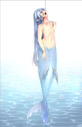  asphyxiation blood completely_nude fishing_line gills guro mermaid monster_girl nude original silhouette_sakura 