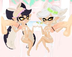  +_+ 2boys 2girls bar_censor bikini bikini_top_pull black_hair breasts bukkake callie_(splatoon) censored cross-shaped_pupils crossed_legs cum cum_in_container cum_on_body cum_on_breasts cum_on_legs cum_on_upper_body cum_string cumdrip cup earrings eyebrows eyelashes fangs full_body grin handjob hands_up hetero holding holding_cup hoshime interspecies jewelry large_penis legs_together licking_lips loli long_hair looking_at_another looking_to_the_side marie_(splatoon) mole mole_under_eye multiple_boys multiple_girls naughty_face nintendo nipples open_mouth penis pointy_ears short_hair side-tie_bikini_bottom sitting size_difference small_breasts smile splatoon_(series) swimsuit symbol-shaped_pupils tan tanline teeth tentacle_hair testicles thick_eyebrows tongue tongue_out twintails white_bikini white_hair yellow_eyes 