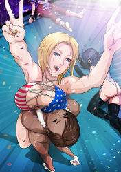 4girls american_flag american_flag_bikini american_flag_print arika armpits arms_up ass bare_shoulders bikini bikini_top_only blair_dame blonde_hair blue_eyes blue_hair boots breast_press breasts brown_hair capcom chinese_clothes chun-li cleavage crossover dark-skinned_female dark_skin dave_cheung dead_or_alive flag_print high_heels large_breasts leotard lisa_hamilton long_hair looking_at_viewer lying multiple_girls on_stomach open_mouth pantyhose print_bikini shoes short_hair sitting slingshot_swimsuit standing street_fighter street_fighter_ex_(series) swimsuit tecmo tina_armstrong v wince rating:Questionable score:106 user:Ynyswydryn