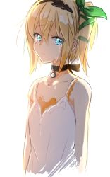 10s 1girl black_neckwear blonde_hair blue_eyes choker crying crying_with_eyes_open edna_(tales) flat_chest hair_ribbon hairband looking_at_viewer one_side_up ribbon short_hair solo tales_of_(series) tales_of_zestiria tears tusia rating:Sensitive score:11 user:danbooru