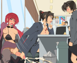  4girls ahegao between_breasts black_hair blush bored bra breasts bulge casual ceiling clenched_hand covering_privates cum cum_overflow drooling ejaculation embarrassed erection erection_under_clothes formal futa_with_female futanari glasses hairband handjob head_rest highres indoors jajala knees large_penis lingerie lipstick long_hair makeup medium_breasts multiple_girls nervous nipples no_testicles office office_lady open_clothes open_shirt orgasm pen penis ponytail poster_(medium) public_indecency red-framed_eyewear red_hair serious sex shirt short_hair squatting stain staring suit sunglasses sunglasses_removed sweat talking thighhighs trash_can uncensored underwear very_long_hair wall window window_blinds  rating:Explicit score:376 user:Juni221