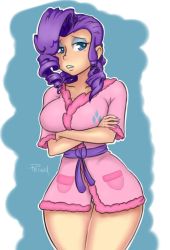 1girl blue_eyes breasts crossed_arms drill_hair flcl-prinny large_breasts makeup mole mole_under_eye my_little_pony my_little_pony:_friendship_is_magic nail_polish personification purple_hair rarity_(my_little_pony) robe signature solo rating:Sensitive score:42 user:danbooru
