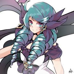 1girl bad_id bad_pixiv_id bare_shoulders black_bow black_dress black_sleeves bow detached_sleeves dress drill_hair green_eyes grey_dress gwen_(league_of_legends) hair_bow highres holding holding_scissors league_of_legends long_hair looking_at_viewer mandarok1149 oversized_object puffy_short_sleeves puffy_sleeves scissors short_sleeves signature smile solo twin_drills upper_body rating:Sensitive score:5 user:danbooru