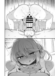  1boy 1girl :q absurdres age_difference anus ass assertive_female bar_censor blush bottomless breasts censored clothes_lift copyright_request cowgirl_position erection flat_chest girl_on_top greyscale half-closed_eyes hetero highres just_the_tip loli looking_at_viewer monochrome motion_lines naughty_face navel nipples nude on_bed penis petite fat_mons pov pov_crotch pussy pussy_juice seductive_smile sex shirt_lift size_difference small_breasts smile spread_legs squatting_cowgirl_position straddling sue_cornet sweat testicles tongue tongue_out vaginal wagashi_(dagashiya)  rating:Explicit score:537 user:danbooru