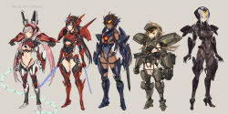  5girls absurdres black_hair bracer_phoenix braid breasts brown_hair cannon chain_sword_2.0 chainsword chest_cannon cyborg dark-skinned_female dark_skin directed-energy_weapon dual_vortex_turbine dual_wielding elec-16_arc_whip electric_whip electricity energy energy_blade energy_cannon energy_sword energy_weapon gipsy_avenger glowing glowing_sword glowing_weapon guardian_bravo highres holding ionic_twinblade jaeger_(pacific_rim) legendary_pictures long_hair mecha_musume multiple_girls obsidian_fury pacific_rim pacific_rim_uprising pan_pacific_defense_corps personification pink_hair plasma saber_athena short_hair shoshinsha_mark sigm@ sword twintails underboob weapon whip whip_sword white_hair  rating:Sensitive score:18 user:danbooru