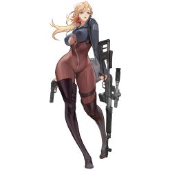 1girl amy_laser_(last_origin) amy_razor blonde_hair bodysuit boots breasts catsuit center_opening cleavage curvy dual_wielding earrings full_body game_cg gun hair_between_eyes handgun highres holding jewelry large_breasts last_origin looking_at_viewer official_art pistol purple_eyes rifle rorobomb skin_tight sniper_rifle solo tachi-e thigh_boots thighhighs transparent_background weapon wide_hips zipper rating:Sensitive score:61 user:danbooru