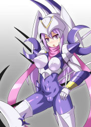  1girl armor blush breasts cleft_of_venus cosplay dianamon digimon heigako helmet sayo_(digimon)  rating:Questionable score:13 user:hazelcustom