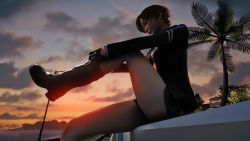  boots highres leather nagase_reiko namco ridge_racer sunset wallpaper  rating:Sensitive score:17 user:firecattt
