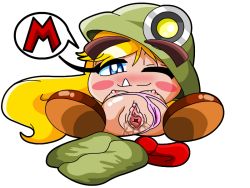  1girl blue_eyes blush blush_stickers breasts clitoris clothes clothing_aside fang goomba goombella helmet looking_at_viewer lying mario mario_(series) nintendo nipples on_back one_eye_closed panties panties_aside panties_only paper_mario presenting pussy pussy_juice small_breasts spread_legs super_mario_bros._1 super_mario_rpg topless uncensored underwear wink  rating:Explicit score:26 user:Jdude64