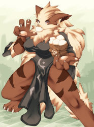  animal_ears arcanine baozi china_dress chinese_clothes creatures_(company) dress fang fighter fighting_stance food furry game_freak gen_1_pokemon gender_request genderswap highres nintendo pokemon pokemon_(creature) tail  rating:Sensitive score:40 user:Squishy<3