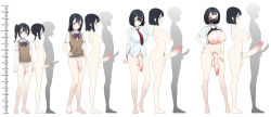  1futa absurdres age_progression bottomless breasts brown_cardigan cardigan censored character_age clothes_lift collared_shirt comparison erection female_pubic_hair flaccid full-package_futanari futanari gomu_(ujmu5458) height height_chart highres huge_penis information_sheet large_breasts large_penis large_testicles mask medium_breasts mouth_mask necktie_overhang nipples original penis penis_size_difference pubic_hair school_uniform shirt shirt_lift simple_background solo testicles veins veiny_penis white_background white_shirt  rating:Explicit score:177 user:danbooru