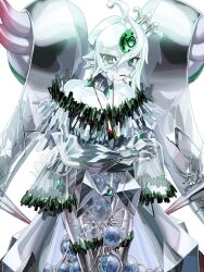  1girl ahoge crown crying crying_with_eyes_open dress duel_monster egg egg_laying gem green_eyes green_gemstone grey_hair highres icejade_aegirine icejade_gymir_aegirine long_sleeves monster_girl neck_bell orrdriver pregnant pussy_juice see-through see-through_body see-through_dress tears thighhighs tiara translucent_hair twintails underworld_egg_clutch yu-gi-oh!  rating:Explicit score:21 user:RefinedFapper