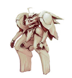  alien claws commentary concept_art cyborg cypressdahlia english_commentary fusion highres mecha mecha_focus monster no_humans organic original robot science_fiction solo white_background 