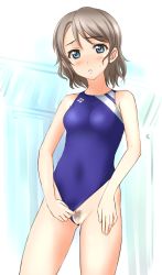 10s 1girl blue_eyes blush breasts brown_hair cleft_of_venus clothing_aside competition_swimsuit female_focus female_pubic_hair looking_at_viewer love_live! love_live!_school_idol_project love_live!_sunshine!! one-piece_swimsuit open_mouth parted_lips pubic_hair pussy short_hair solo standing sweatdrop swimsuit swimsuit_aside takafumi uncensored watanabe_you rating:Explicit score:44 user:sytalidis
