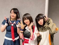  3girls fujita_saki kantai_collection multiple_girls nomizu_iori photo_(medium) tanibe_yumi v 