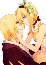 10s 1boy 1girl bad_id bad_pixiv_id blonde_hair brother_and_sister carrying choker collarbone dress edna_(tales) eizen_(tales) hair_ornament looking_at_another short_hair siblings smile tales_of_(series) tales_of_berseria tales_of_zestiria upper_body white_background xia_(ryugo) rating:Sensitive score:2 user:danbooru
