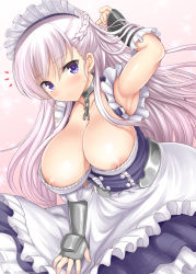 1girl akino_hamo apron areola_slip armpits azur_lane belfast_(azur_lane) blue_eyes blush braid breasts chain choker cleavage closed_mouth collar collarbone corset dress elbow_gloves embarrassed french_braid frilled_gloves frills garter_straps gauntlets gloves hair_between_eyes hand_up head_tilt heart highres holding holding_clothes holding_dress large_breasts long_hair looking_at_viewer maid maid_headdress nipple_slip nipples own_hands_together sidelocks silver_hair sleeveless sleeveless_dress solo thighhighs underbust white_gloves white_thighhighs rating:Questionable score:22 user:danbooru