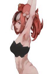  1girl alternate_costume animal_ears armpits black_hair blue_eyes bra collarbone hair_ornament hakos_baelz highres hololive hololive_english messy_hair mouse_(animal) mouse_ears multicolored_hair no_panties open_mouth painting_(medium) red_hair ribbon shoulder_blades stomach teeth traditional_media underwear virtual_youtuber watercolor_(medium) white_hair  rating:Questionable score:1 user:Levkar