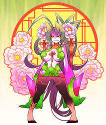  1girl abstract_background black_hair black_sclera breasts cleavage colored_sclera female_focus flats flower full_body gloves gradient_background looking_at_viewer monster_girl plant ribbon shark shark_girl slippers solo standing white_background yeeeebis yellow_eyes  rating:Sensitive score:29 user:Dionysius