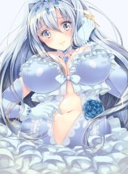 1girl aurora_star_coral belly belly_grab blush breasts cardfight!!_vanguard dress gloves himeno345 large_breasts long_hair mermaid monster_girl navel plump silver_hair tail weight_conscious rating:Sensitive score:12 user:danbooru