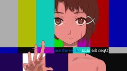  1girl brown_eyes brown_hair female_focus iwakura_lain looking_at_viewer portrait serial_experiments_lain solo tagme wiredlayerp  rating:Sensitive score:21 user:Theodraw
