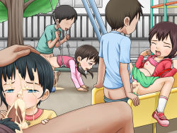  3boys 3girls breasts censored child_on_child closed_eyes clothing_aside cum cum_in_mouth cum_in_pussy cum_inflation cum_overflow cum_pool doggystyle facial fellatio flat_chest group_sex hair_ornament half-closed_eyes hand_on_another&#039;s_head hetero inflation komekouji lips loli missionary mosaic_censoring multiple_boys multiple_girls nipples one_breast_out open_mouth oral orgy outdoors panties panties_aside penis playground public_indecency sex sex_from_behind shiny_skin short_hair tears teeth tongue twintails underwear upper_teeth_only vaginal 