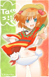  &gt;_&lt; 00s 1girl :3 artist_name bad_id bad_pixiv_id blue_eyes bottomless brown_hair cat closed_eyes fang flag hair_bobbles hair_ornament hat kataoka_yuuki mexican_flag mexico navel open_mouth orange_hair poncho saki_(manga) short_hair short_twintails solo sombrero spanish_text taco tsumura_chita twintails two_side_up x3  rating:Questionable score:21 user:danbooru