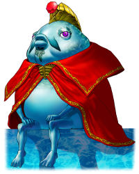 1boy absurdres cape full_body highres jewelry king_zora naked_cape nintendo official_art red_cape simple_background sitting solo the_legend_of_zelda the_legend_of_zelda:_ocarina_of_time webbed_feet white_background zora rating:Sensitive score:2 user:forum