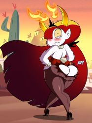  1girl ass back-seamed_legwear breasts crossed_legs detached_collar hair_over_one_eye hands_on_own_hips hekapoo horns huge_ass leotard long_hair pantyhose playboy_bunny rabbit_tail red_hair seamed_legwear star_vs_the_forces_of_evil tagme tail thick_thighs thighs torn_clothes torn_legwear wardrobe_malfunction watson_cross wide_hips wrist_cuffs  rating:Questionable score:22 user:perv-super