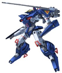  canopy_(aircraft) dougram for_the_barrel from_side funbolt mecha no_humans open_hand parody robot shoulder_cannon solo style_parody taiyou_no_kiba_dougram thrusters white_background 