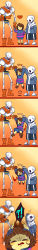  !? 2boys absurdres androgynous boots child comic frisk_(undertale) glowing glowing_eye gradient_background heart height_difference highres holding_hands lifting_person long_image multiple_boys papyrus_(undertale) sans_(undertale) shirt shorts silent_comic skeleton slippers striped_clothes striped_shirt sweatdrop swinging tall_image undertale yokago  rating:Sensitive score:12 user:danbooru