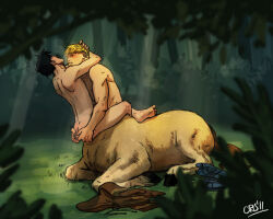 2boys anal_fingering ass_grab bad_id bad_tumblr_id bara black_hair blonde_hair blush centaur unworn_clothes completely_nude couple cris_art fingering forest from_side grabbing_another&#039;s_ass groping hulkling interspecies long_sideburns male_focus marvel monsterification multiple_boys nature nude pectorals short_hair sideburns sitting suspended_congress taur thick_eyebrows toned toned_male wiccan yaoi rating:Explicit score:12 user:danbooru
