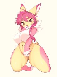  1girl absurdres borrowed_character breasts brown_eyes fox furry furry_female highres long_hair open_mouth pink_hair razy666 solo 