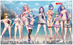 6+girls abs animal_ears aqua_hair arm_up armpits arms_behind_back arms_behind_head arms_up artist_name bandaid bandaids_on_nipples battery_indicator bdsm beach belt bikini bikini_skirt black_footwear black_hair black_hairband black_neckwear black_shorts black_socks blonde_hair blue_bikini blue_eyes blue_hair blue_nails blue_panties blue_sky blush bondage border bound bound_arms bound_legs boyshort_panties breasts brown_eyes cameltoe cat_ears cleft_of_venus clenched_teeth closed_mouth clothes_pull cloud collar collarbone cosplay covered_erect_nipples crop_top crotch_rope crying day dungeon_travelers_2 embarrassed fake_animal_ears female_focus fingernails frilled_bikini frills full_body glint gluteal_fold green_hair green_nails grey_hair hair_between_eyes hair_ornament hairband hairclip half-closed_eyes hand_on_own_hip hand_up happy heart_pasties high_heels highres juliet_sleeves kneehighs knees_together_feet_apart large_breasts legs_apart light_blue_hair light_blush lips lizerietta_marsh lizerietta_marsh_(cosplay) long_hair long_sleeves looking_at_viewer matching_hair/eyes medium_breasts midriff miniskirt multicolored_shirt multiple_girls nail_polish navel necktie nipple_clamps no_bra nose_blush nude ocean open_clothes open_mouth open_shirt orange_eyes original outdoors outstretched_arm panties parted_lips pasties pigeon-toed plaid plaid_bikini platform_footwear pleated_skirt puffy_sleeves purple_footwear purple_hair purple_shirt purple_skirt rabbit_ears recording red_eyes red_hairband red_nails revealing_clothes rope sand sandals see-through shibari shiny_skin shirt shoes short_shorts shorts shorts_pull skindentation skirt sky smile socks standing standing_on_one_leg star_(symbol) star_print striped_bikini striped_clothes striped_panties swept_bangs swimsuit tears teeth thighhighs topless uncensored underboob underwear underwear_only viewfinder water watermark wedgie weibo_watermark white_border white_footwear white_legwear white_shirt xiaoxi0619 zettai_ryouiki rating:Questionable score:74 user:danbooru