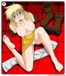  1girl arm_support barefoot blonde_hair blue_eyes blush boots breasts fangs feet from_above gloves hellsing looking_at_viewer looking_up nipples panties seras_victoria shoes short_hair sitting skirt smile soles solo tenzen thighhighs toes topless underwear unworn_shoes upskirt  rating:Explicit score:62 user:Dell-Fan