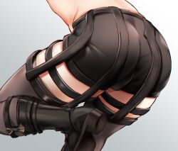  1boy artist_request ass ass_focus boots bulge from_behind genshin_impact head_out_of_frame lower_body lyney_(genshin_impact) short_shorts shorts solo thighhighs trap  rating:Sensitive score:29 user:armorcrystal