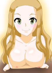  1girl blush breasts kikuma_kaya large_breasts nipples nude smile solo wake_up_girls! 
