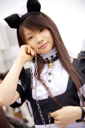 animal_ears apron cat_ears collar cosplay highres leash maid maid_apron photo_(medium) pochi_(model) rating:Sensitive score:3 user:Anonymous