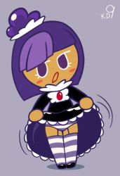  blackberry_cookie clothes_lift cookie_run lifting_own_clothes maid panties purple_eyes purple_hair skirt skirt_lift striped_clothes striped_legwear striped_panties thighhighs underwear  rating:Questionable score:8 user:Packirbo
