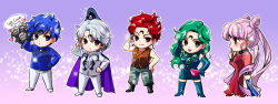 2girls 6+boys aged_up artist_request bishoujo_senshi_sailor_moon bishoujo_senshi_sailor_moon_r black_lady_(sailor_moon) black_moon_clan blue_hair braid braided_bangs brothers brown_hair cape chibi chibi_usa choker cloack closed_mouth cone_hair_bun crescent crescent_facial_mark demon double_bun earrings elbow_gloves esmeraude_(sailor_moon) facial_mark forehead_mark from_behind full_body gloves glowing glowing_eyes green_hair hair_bun jewelry lipstick long_hair looking_at_another makeup multiple_boys multiple_girls neon_lights prince_demande profile red_hair robe rubeus_(sailor_moon) saphir_(sailor_moon) sash short_hair siblings wiseman_(sailor_moon)