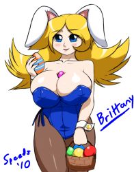 animal_ears basket blonde_hair blue_eyes breasts bunny_girl easter egg holiday huge_breasts leotard pantyhose playboy_bunny rabbit_ears rabbit_tail sh tail rating:Questionable score:3 user:storm_master